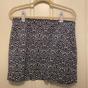 J Crew navy geometric pattern mini skirt, size 10